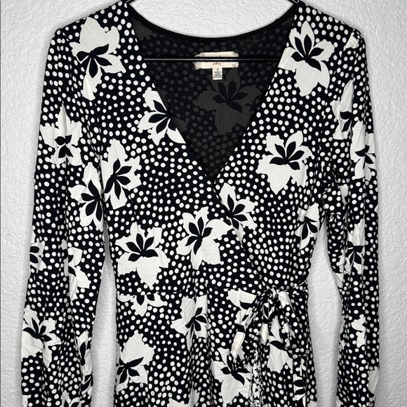 NEW Anthropologie Porridge Amity Wrap Dress Black and White - Picture 3 of 10